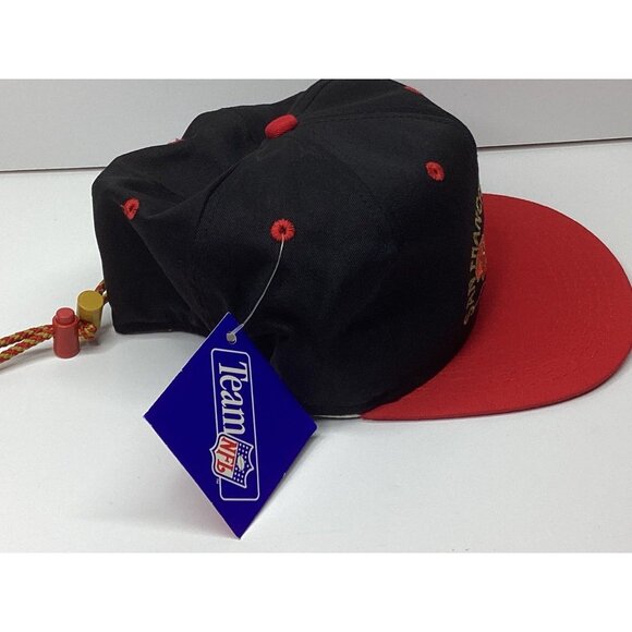 San Francisco 49ers Hat #1 Apparel Men's Vintage 90s Drawstring Red Black - Picture 7 of 15